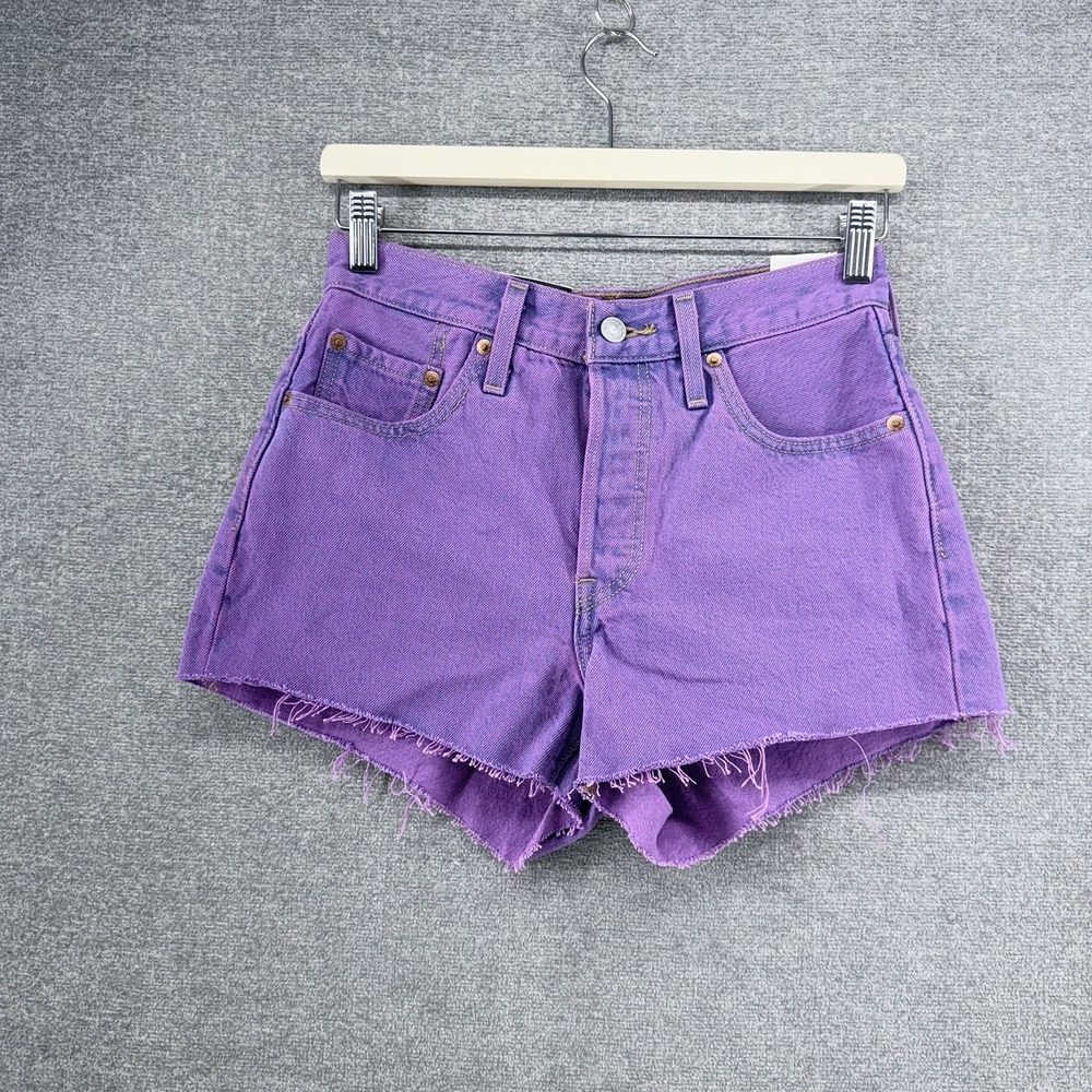 Levis 501 High Rise Denim Shorts Women Size 25 Purple Cut Off NEW $69